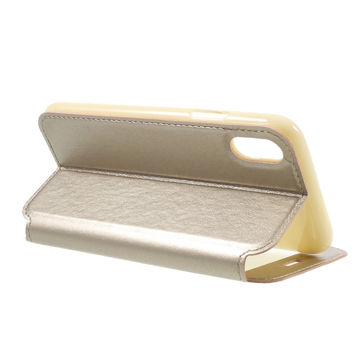 ROAR Noble View Flip Leather Stand Case for iPhone XS / X 5.8 inch - Champagne-4