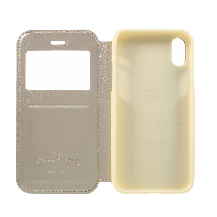 ROAR Noble View Flip Leather Stand Case for iPhone XS / X 5.8 inch - Champagne-5