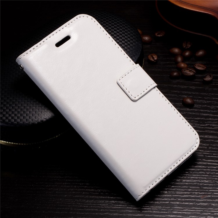 Verrückte Pferdeständer-Mappen-Leder-Handy-Abdeckung für iPhone X 5.8 inch - Weiß-1