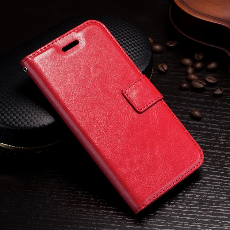 Crazy Horse Stand Wallet Leather Cell Phone Shell for iPhone X/XS 5.8 inch - Red-1