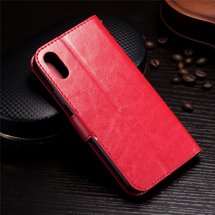 Crazy Horse Stand Wallet Leather Cell Phone Shell for iPhone X/XS 5.8 inch - Red-2