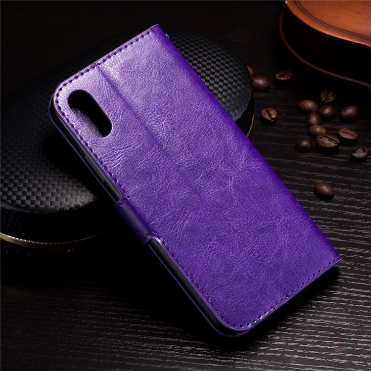 Crazy Horse Stand Wallet Leather Mobile Phone Casing for iPhone X/XS 5.8 inch - Purple-2