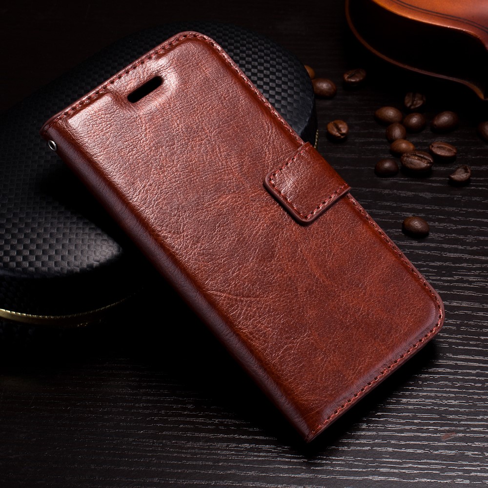 Crazy Horse Stand Magnetic Wallet Кожаный Чехол Для Iphone X/XS 5,8 Дюйма - Коричневый