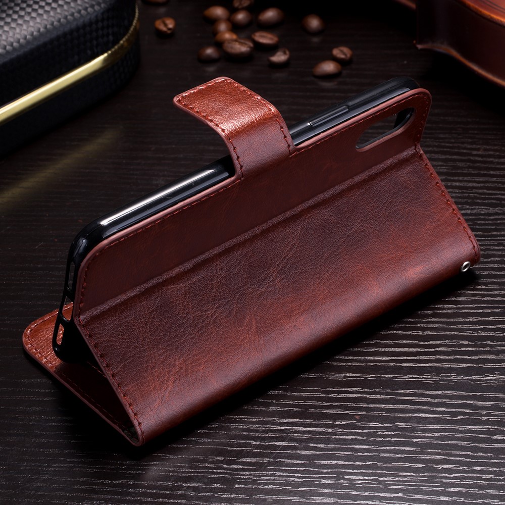 Crazy Horse Stand Magnetic Wallet Кожаный Чехол Для Iphone X/XS 5,8 Дюйма - Коричневый