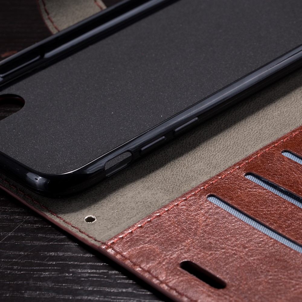Crazy Horse Stand Magnetic Wallet Leather Cell Phone Case for iPhone X/XS 5.8 inch - Brown-9