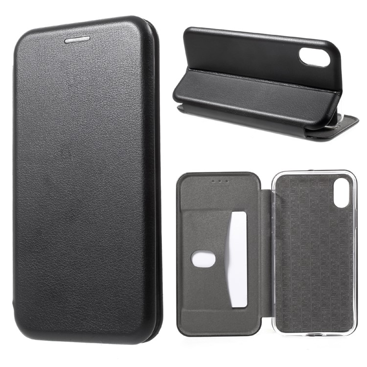 Auto-absorbed Leather Card Holder Phone Case for iPhone 8 - Black-1