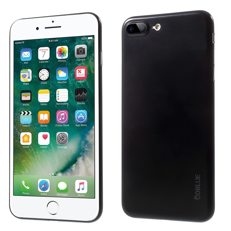 COBLUE Rubberized PC Protection Phone Case + Screen Protector Film for iPhone 7 Plus 5.5 inch - Black-1