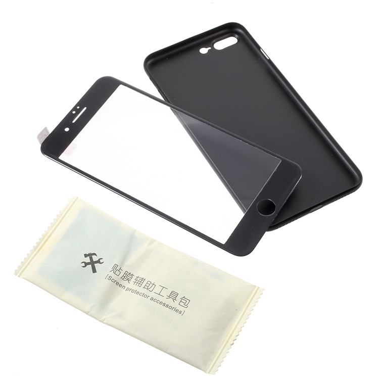 COBLUE Rubberized PC Protection Phone Case + Screen Protector Film for iPhone 7 Plus 5.5 inch - Black-6