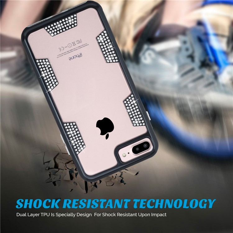Diamond Decorated Shock Proof Protective TPU + PC Case for iphone 7 Plus - Black-3