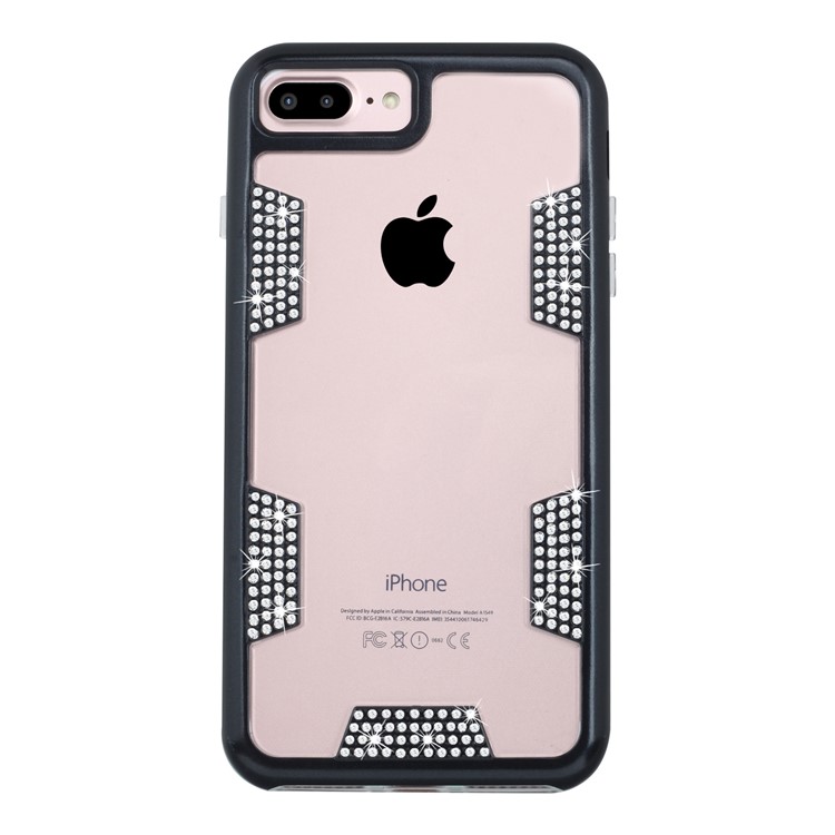Diamond Decorated Shock Proof Protective TPU + PC Case for iphone 7 Plus - Black-4