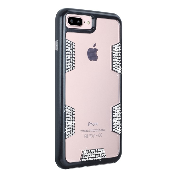 Diamond Decorated Shock Proof Protective TPU + PC Case for iphone 7 Plus - Black-6