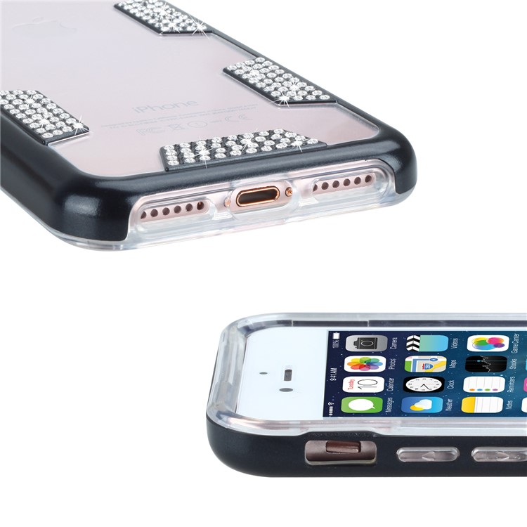 Diamond Decorated Shock Proof Protective TPU + PC Case for iphone 7 Plus - Black-8