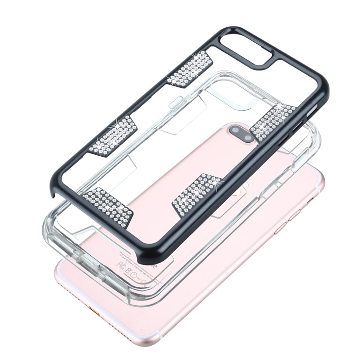 Diamond Decorated Shock Proof Protective TPU + PC Case for iphone 7 Plus - Black-9