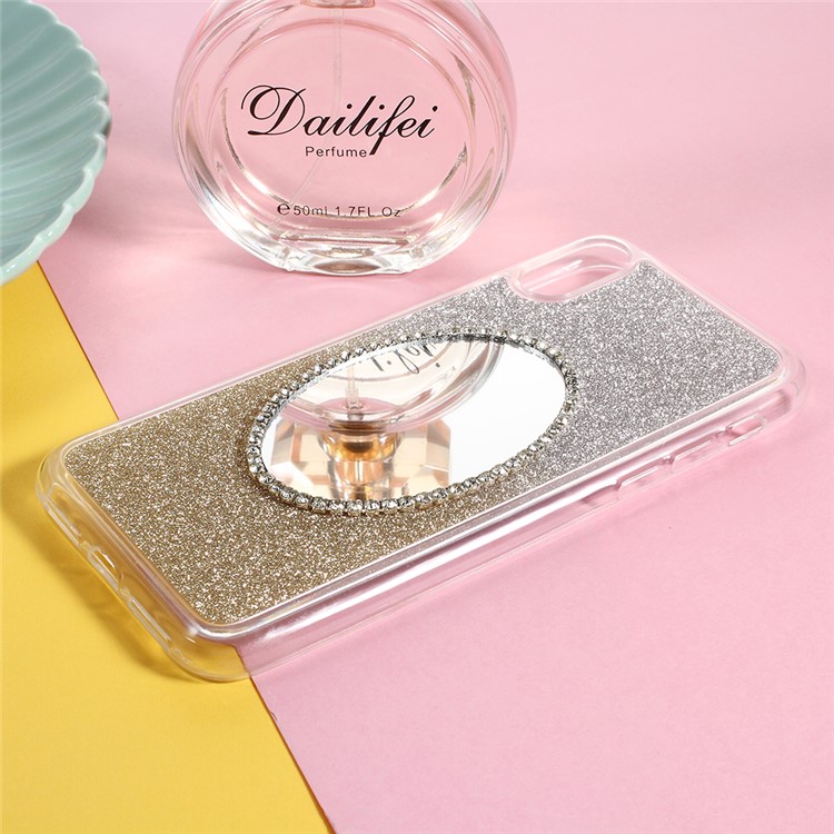 Gradient Color Bling Diamonte Mirror TPU Case for iPhone 8 - Grey-1