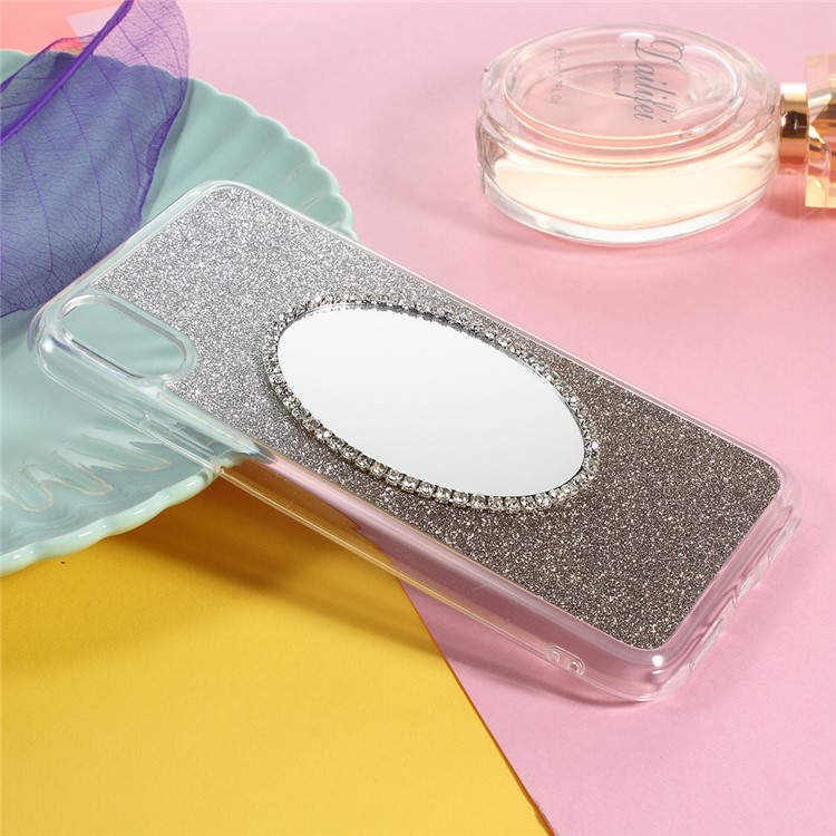 Gradient Color Bling Diamonte Mirror TPU Case for iPhone 8 - Grey-2