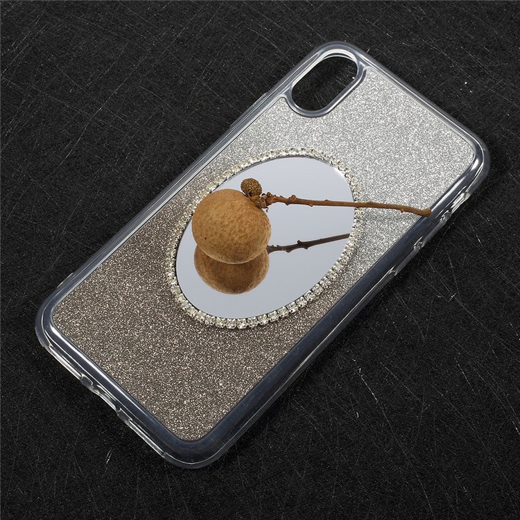 Gradient Color Bling Diamonte Mirror TPU Case for iPhone 8 - Grey-3