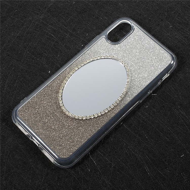 Gradient Color Bling Diamonte Mirror TPU Case for iPhone 8 - Grey-4