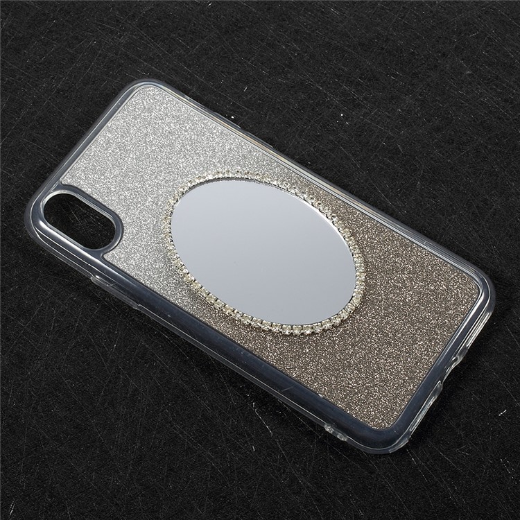 Gradient Color Bling Diamonte Mirror TPU Case for iPhone 8 - Grey-6