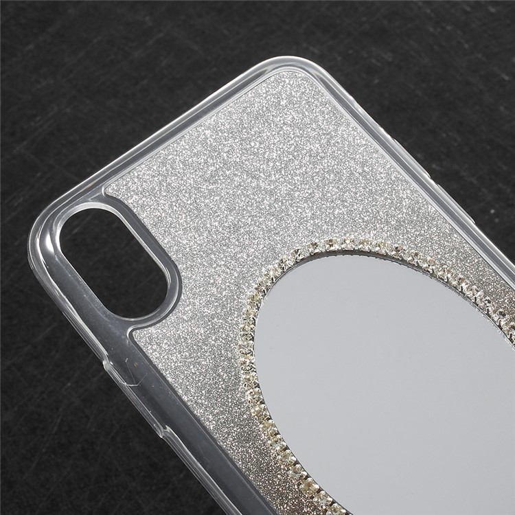 Gradient Color Bling Diamonte Mirror TPU Case for iPhone 8 - Grey-7