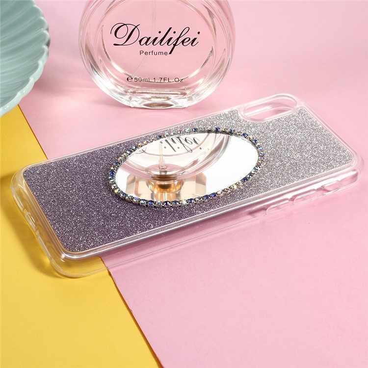 Gradient Color Bling Diamonte Mirror TPU Soft Case Accessory for iPhone 8 - Dark Purple-1