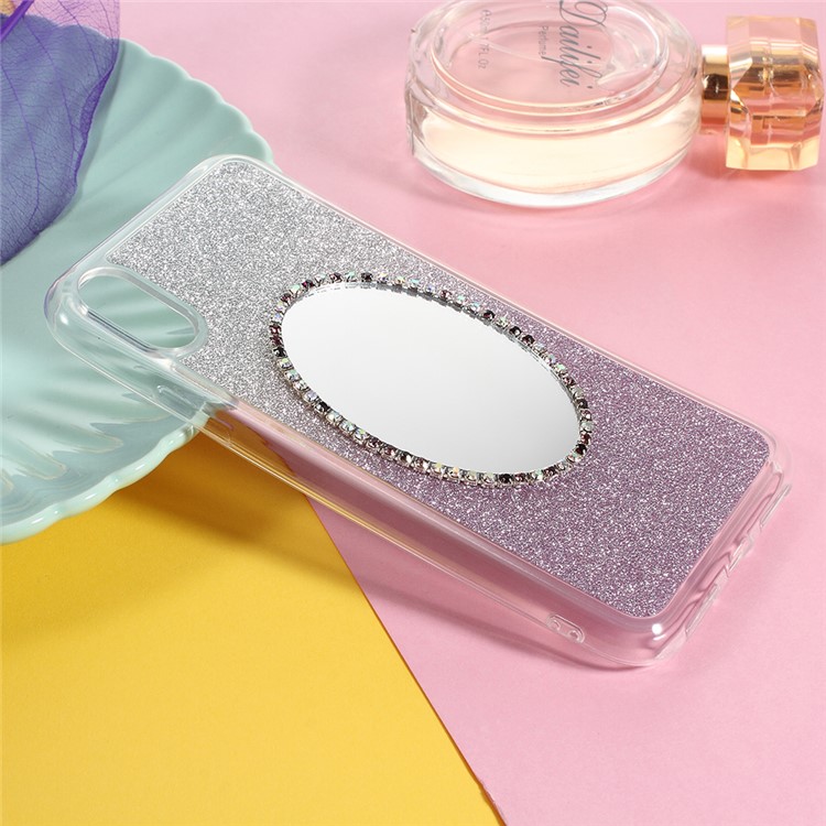 Gradient Color Bling Diamonte Mirror TPU Soft Case Accessory for iPhone 8 - Dark Purple-2