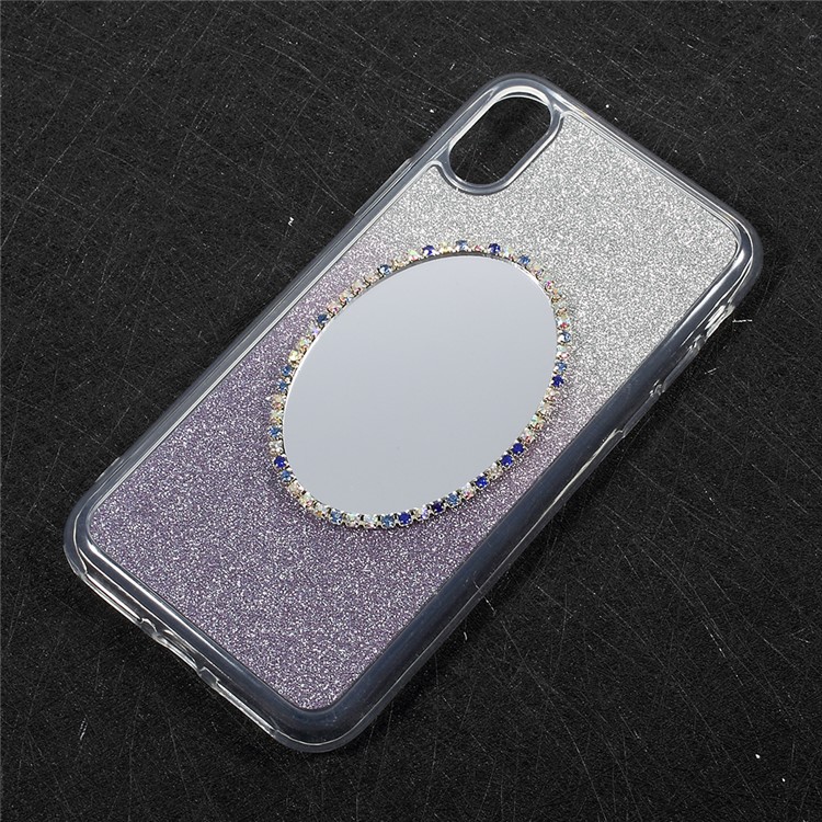 Gradient Color Bling Diamonte Mirror TPU Soft Case Accessory for iPhone 8 - Dark Purple-4