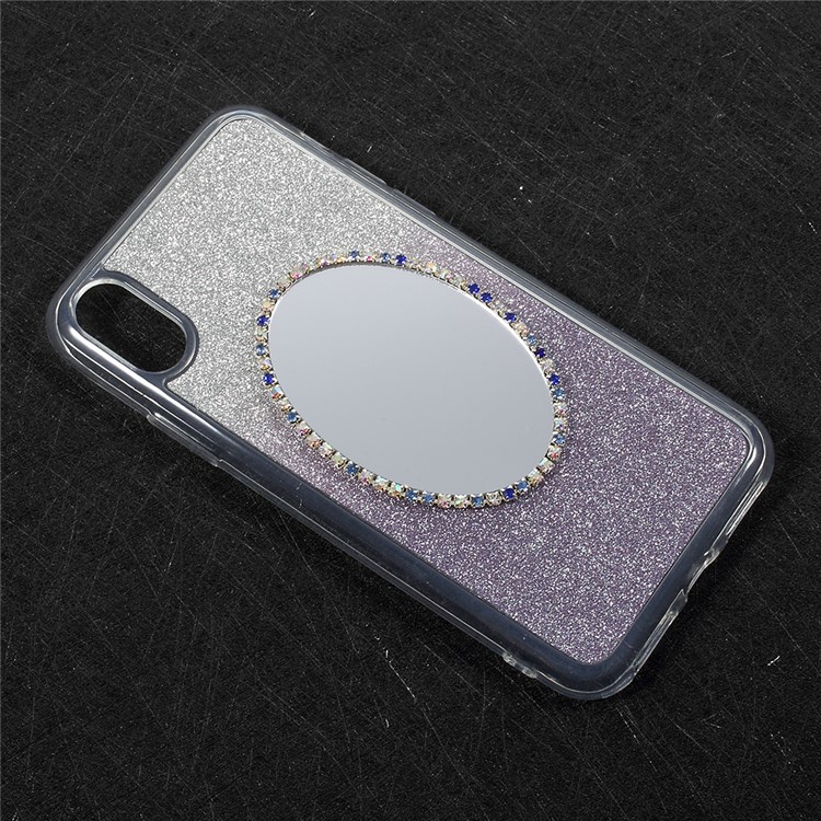 Gradient Color Bling Diamonte Mirror TPU Soft Case Accessory for iPhone 8 - Dark Purple-5