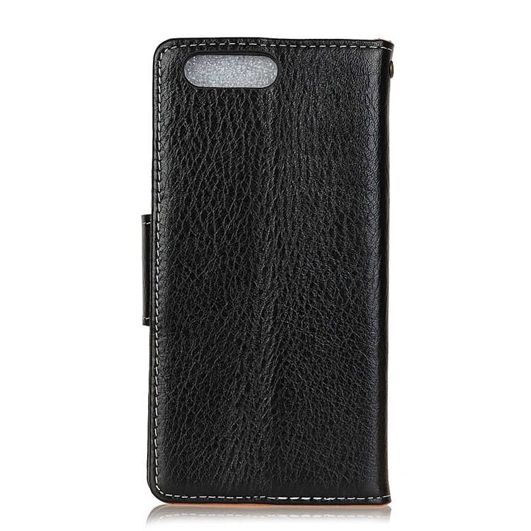 Genuine Leather Crazy Horse Flip Wallet Stand Cover for iPhone 7 - Black-2