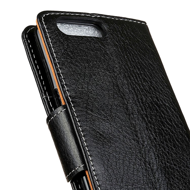 Genuine Leather Crazy Horse Flip Wallet Stand Cover for iPhone 7 - Black-4