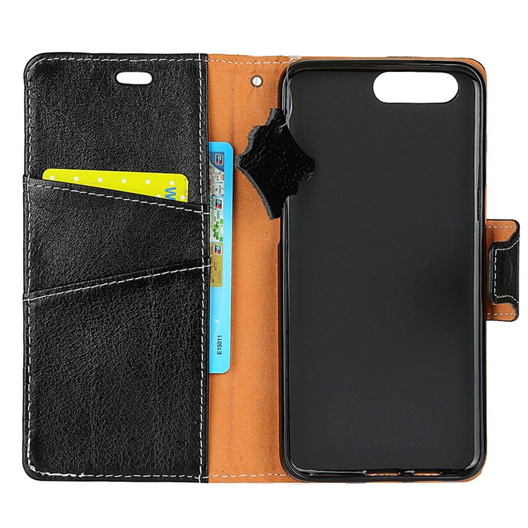 Genuine Leather Crazy Horse Flip Wallet Stand Cover for iPhone 7 - Black-5
