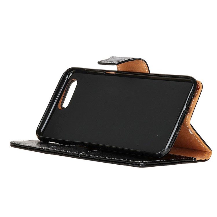 Genuine Leather Crazy Horse Flip Wallet Stand Cover for iPhone 7 - Black-6