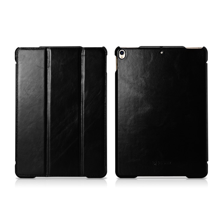 ICARER Auto-wake/sleep Genuine Leather Tri-fold Stand Case for iPad Pro 10.5 (2017) - Black-2