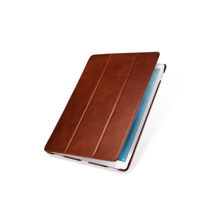ICARER Awaken Genuine Leather Tri-fold Stand Shell for iPad Pro 12.9 (2017) - Brown-11
