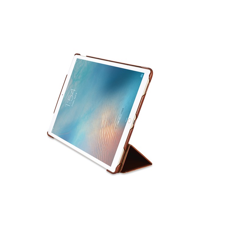 ICARER Awaken Genuine Leather Tri-fold Stand Shell for iPad Pro 12.9 (2017) - Brown-12