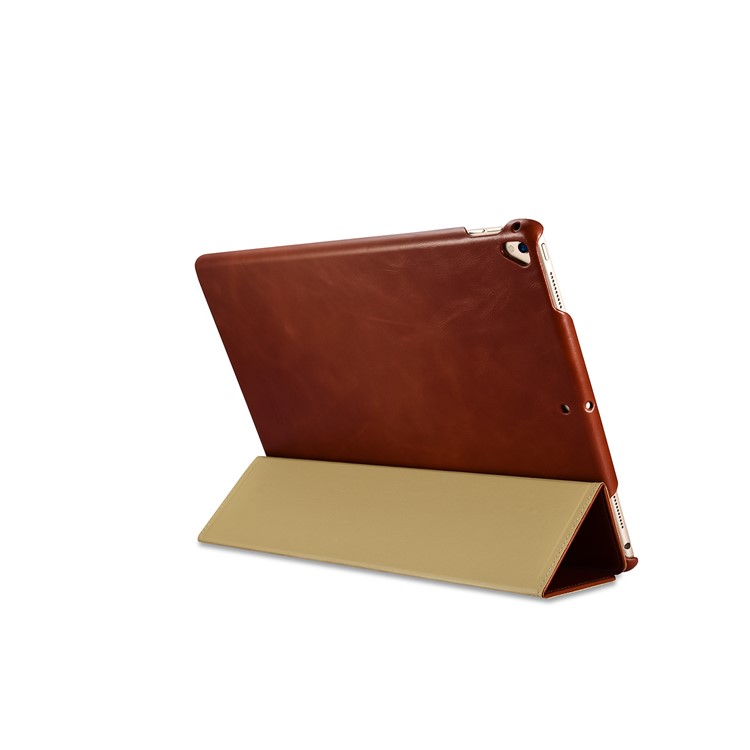 ICARER Awaken Genuine Leather Tri-fold Stand Shell for iPad Pro 12.9 (2017) - Brown-13