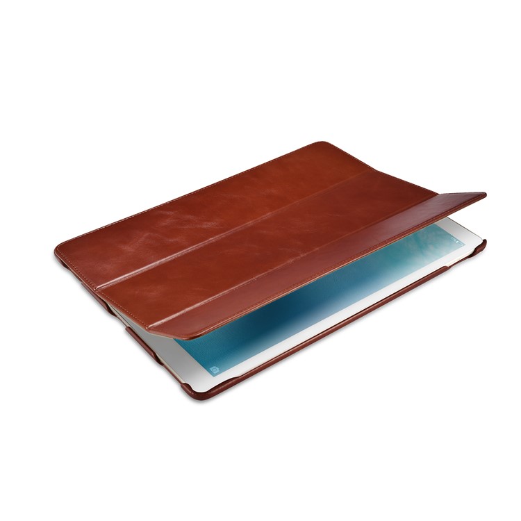 ICARER Awaken Genuine Leather Tri-fold Stand Shell for iPad Pro 12.9 (2017) - Brown-15