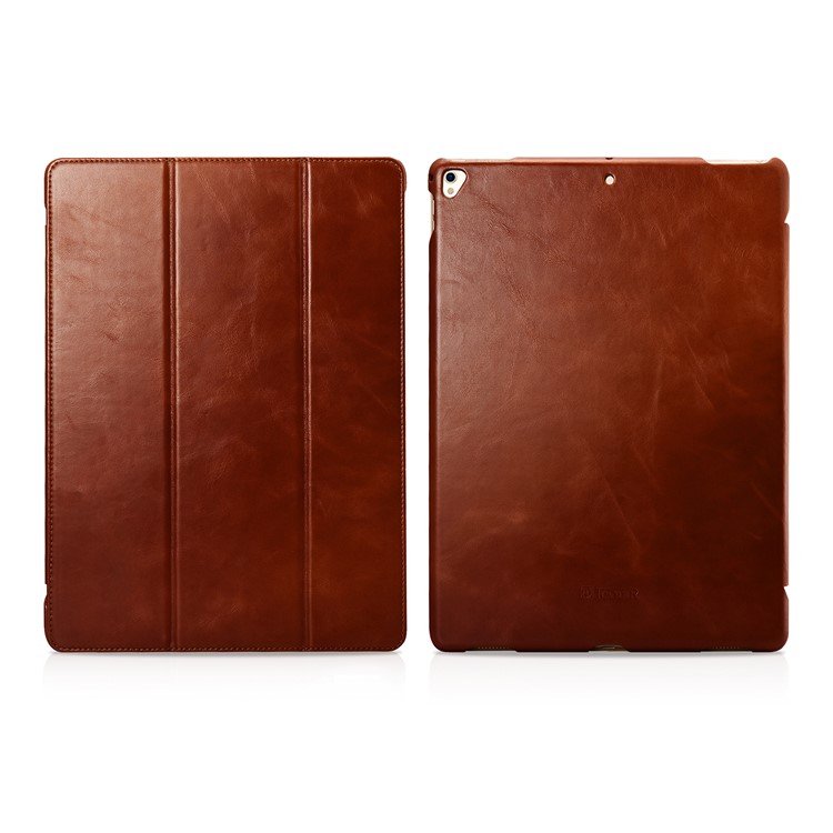 ICARER Awaken Genuine Leather Tri-fold Stand Shell for iPad Pro 12.9 (2017) - Brown-16