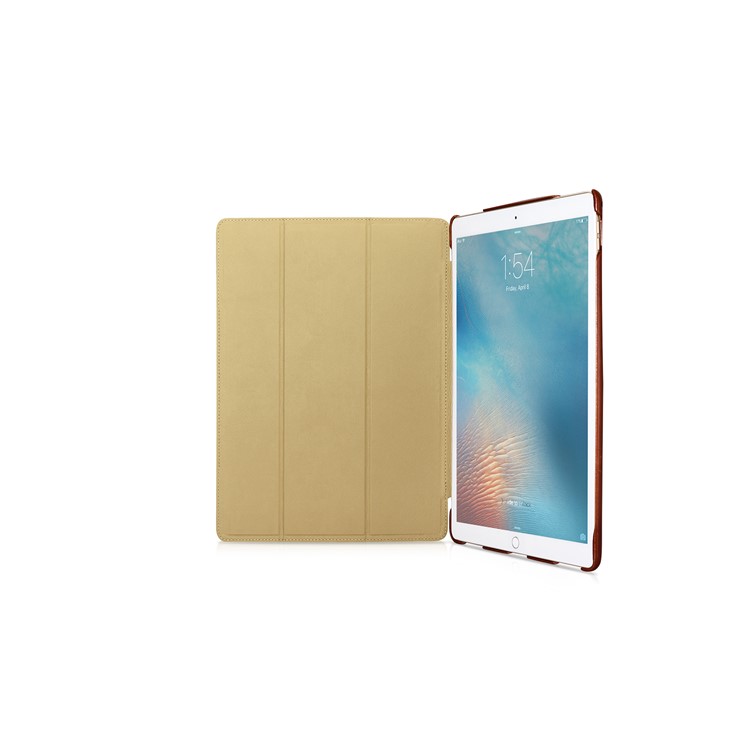 ICARER Awaken Genuine Leather Tri-fold Stand Shell for iPad Pro 12.9 (2017) - Brown-3