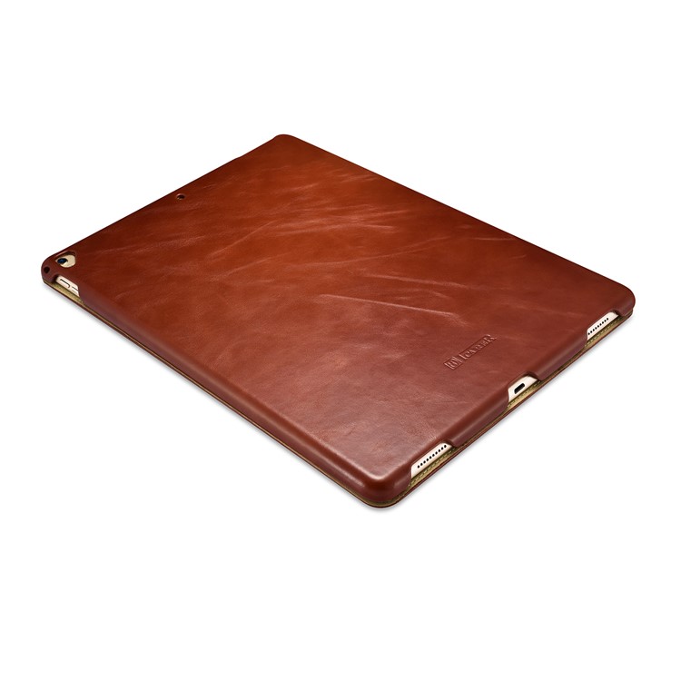 ICARER Awaken Genuine Leather Tri-fold Stand Shell for iPad Pro 12.9 (2017) - Brown-9