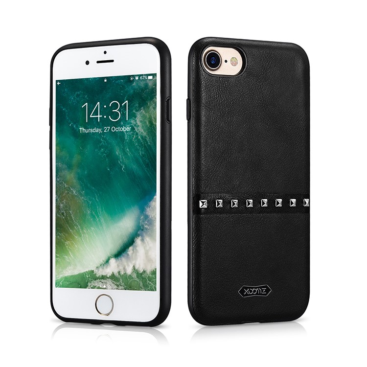 XOOMZ Rivet Decorated PU Leather Back Casing for iPhone 7 - Black-1