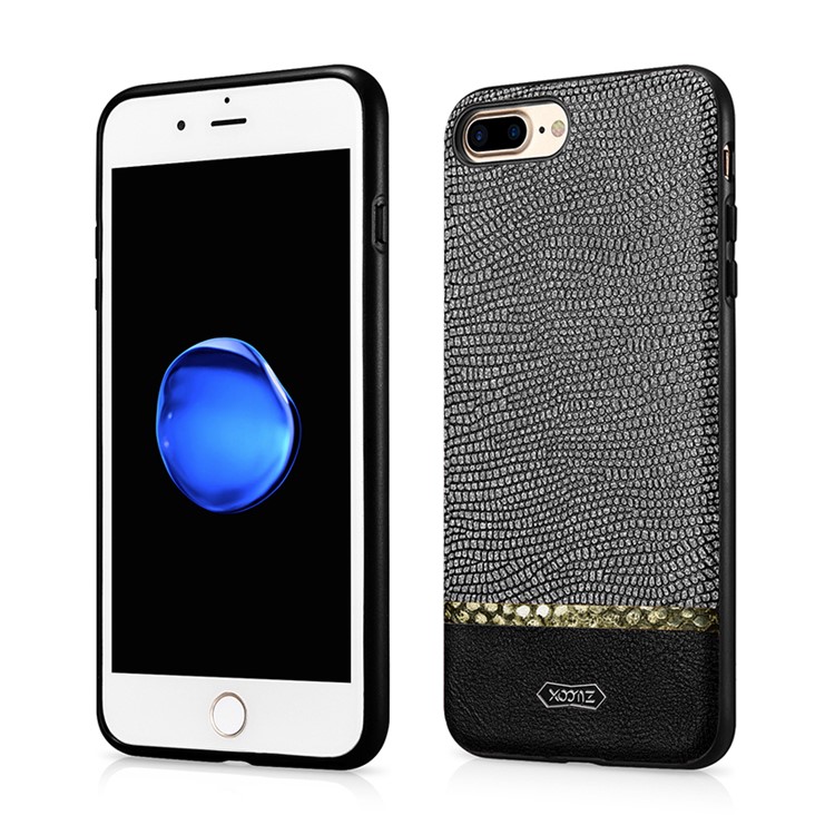 XOOMZ Snake Texture Glitter PU Leather Back Casing for iPhone 7 Plus - Black-1