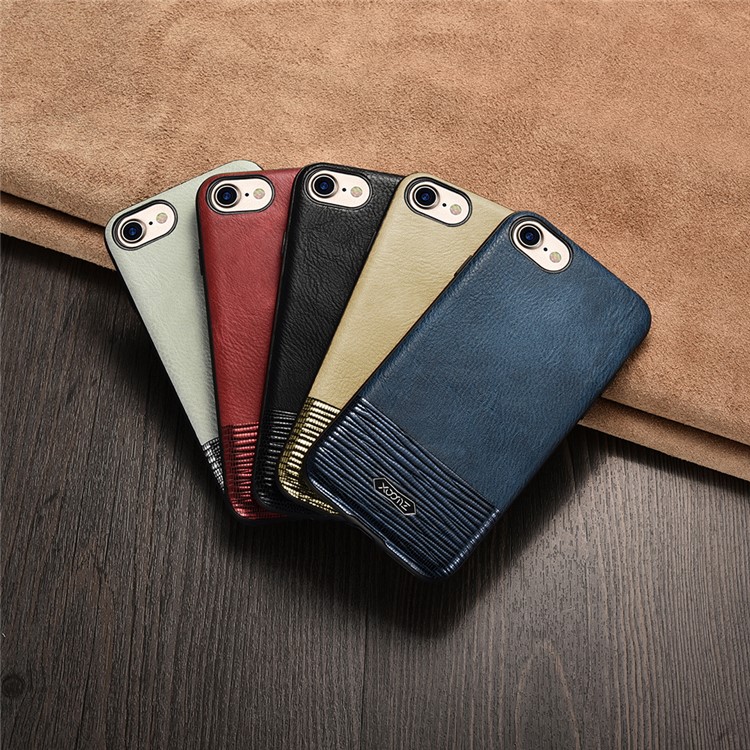 XOOMZ Stitched Embossed Silk Texture PU Leather Back Casing for iPhone 7 - Black-3