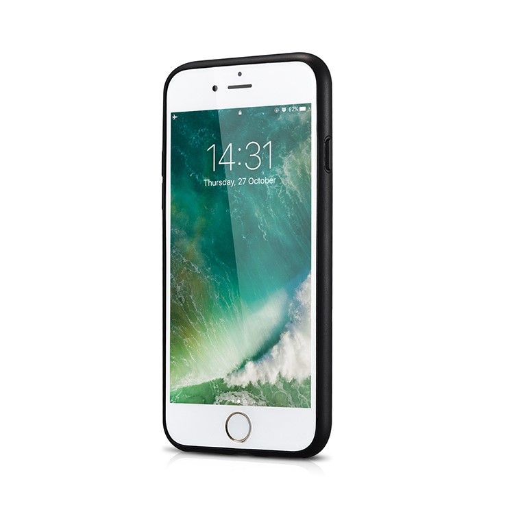 XOOMZ Cousu Texture En Soie Gaufré PU Cuir Enduit TPU Boîtier Pour Iphone 7 4.7 Pouces - Bleu Foncé-2