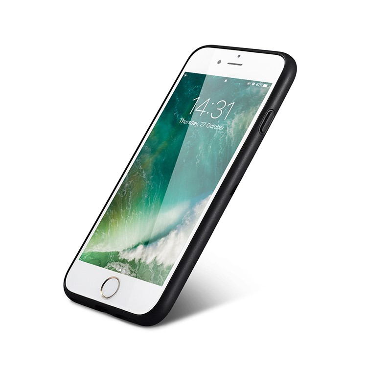 XOOMZ Cousu Texture En Soie Gaufré PU Cuir Enduit TPU Boîtier Pour Iphone 7 4.7 Pouces - Bleu Foncé-5