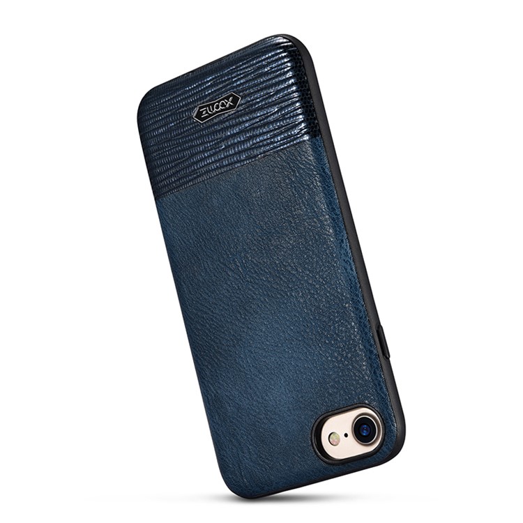 XOOMZ Cousu Texture En Soie Gaufré PU Cuir Enduit TPU Boîtier Pour Iphone 7 4.7 Pouces - Bleu Foncé-6