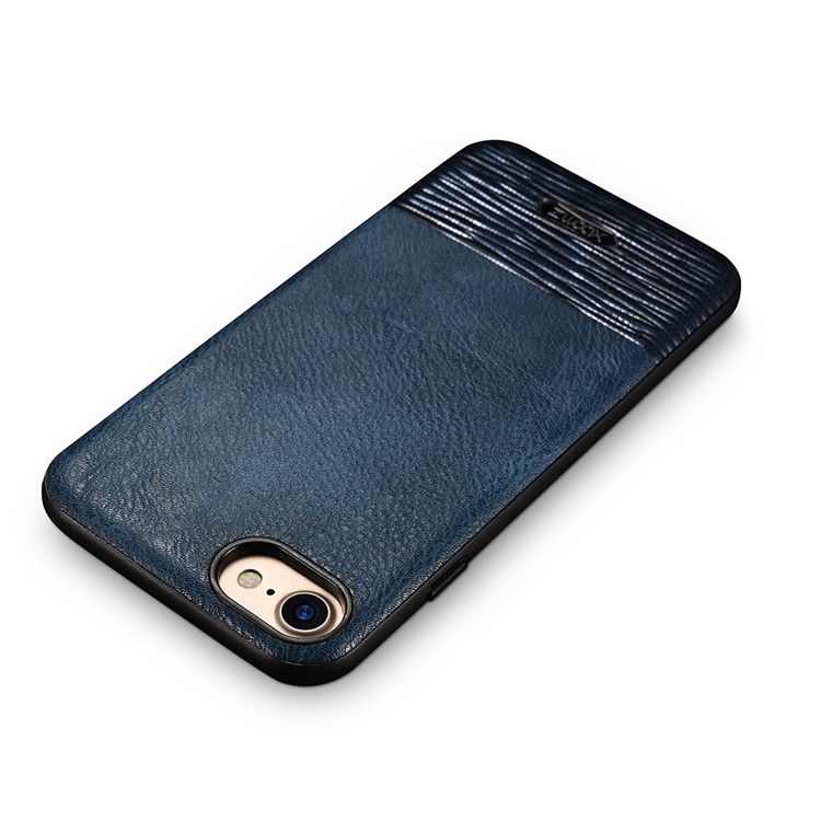XOOMZ Cousu Texture En Soie Gaufré PU Cuir Enduit TPU Boîtier Pour Iphone 7 4.7 Pouces - Bleu Foncé-7