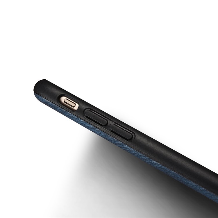 XOOMZ Cousu Texture En Soie Gaufré PU Cuir Enduit TPU Boîtier Pour Iphone 7 4.7 Pouces - Bleu Foncé-8