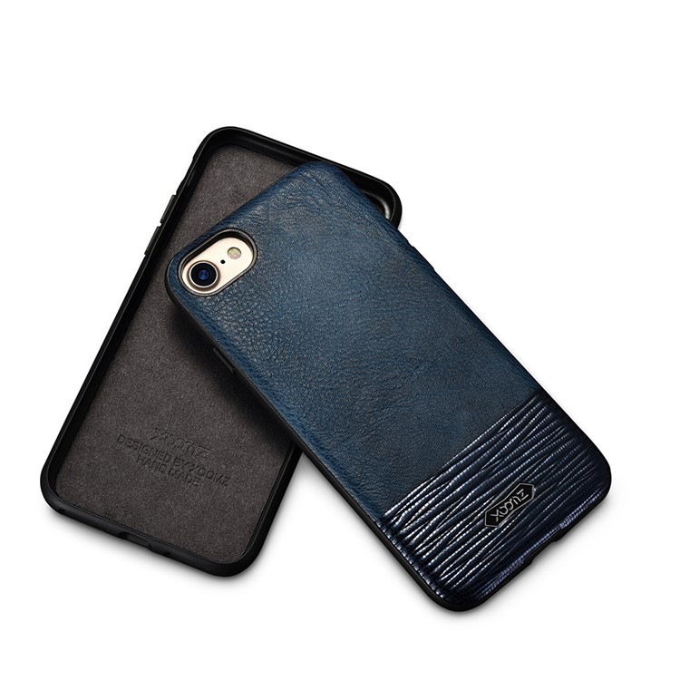 XOOMZ Cousu Texture En Soie Gaufré PU Cuir Enduit TPU Boîtier Pour Iphone 7 4.7 Pouces - Bleu Foncé-9