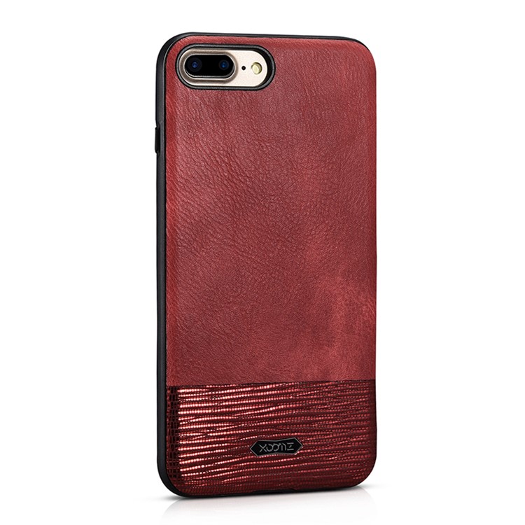 XOOMZ Cousu Texture De Soie En Relief PU Cuir Enduit TPU Couverture Pour Iphone 7 Plus 5.5 - rouge-1