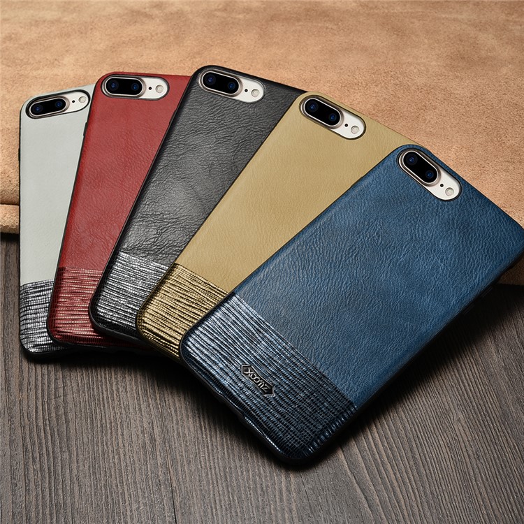 XOOMZ Cousu Texture De Soie En Relief PU Cuir Enduit TPU Couverture Pour Iphone 7 Plus 5.5 - rouge-2